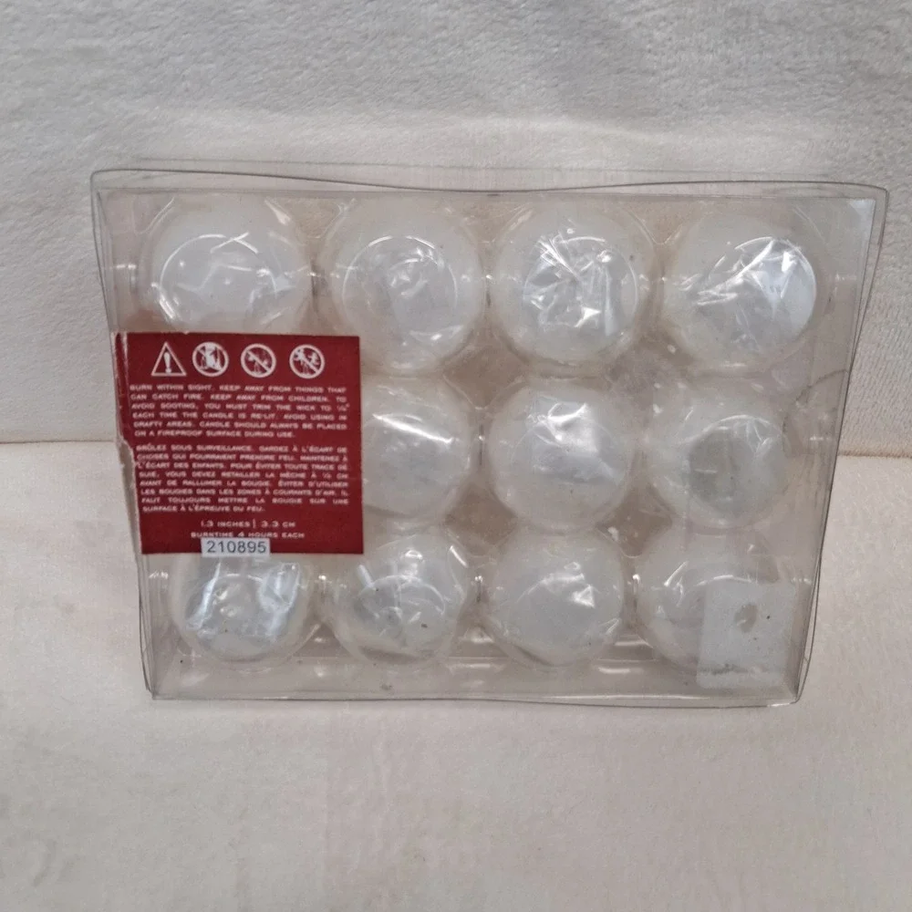 Pottery Barn White Sphere Candles Box of 12 Individual 4 HR Burn READ